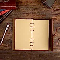 Toptan Lacivert Deri Yaprak Desenli Defter